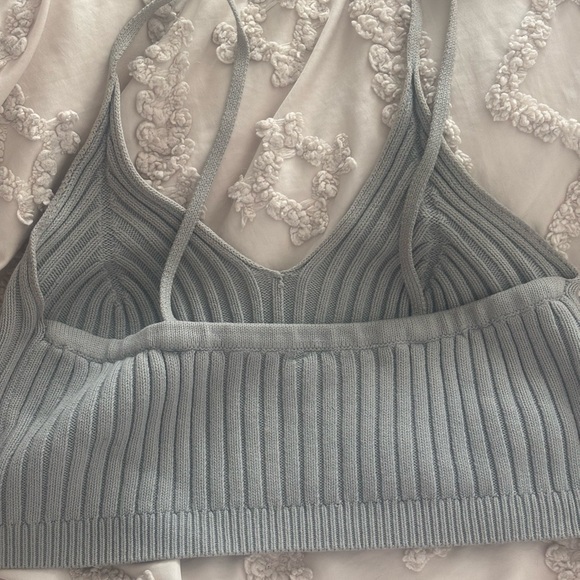 🌿BOGO FREE SALE Free People Light Sage Green Knit Cropped Tank Top — Size M - Picture 3 of 6